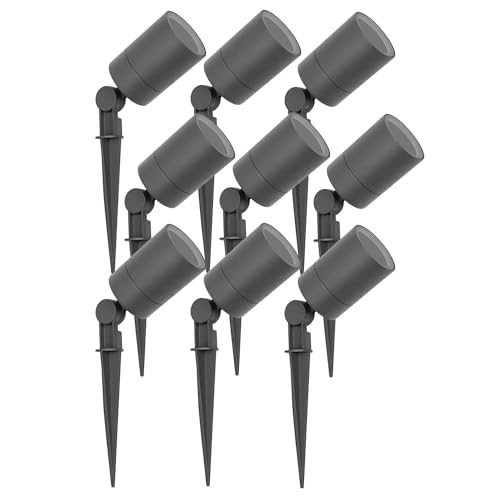 Ledvion - 9er Set, Gartenstrahler mit Erdspieß, IP65, 3W, 220-240V, LED Strahler, Gartenbeleuchtung mit Strom, Ohne GU10 Leuchtmittel, Drehbar, Wasserdicht