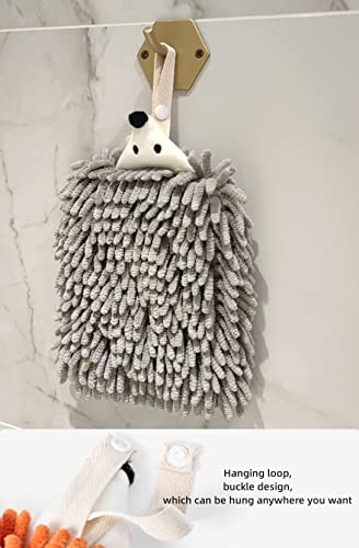 Yaocoral 3 Pack Double-Sided Chenille Hand Towels,Kitchen Hand Towels Hanging,Animal Hand Towels With Loops,Bathroom Hand Towels,Absorbent Quick Dry Square Hand Bath Towel(Grey Purplishred Pink) #TOP4