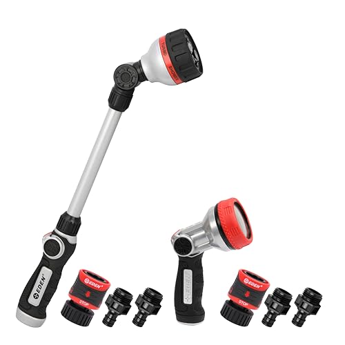 Eden 98653 Pro Metal 6-Pattern 18” Watering Wand and Metal Garden Nozzle Value Bundle by Eden - Used condition - US$32.07