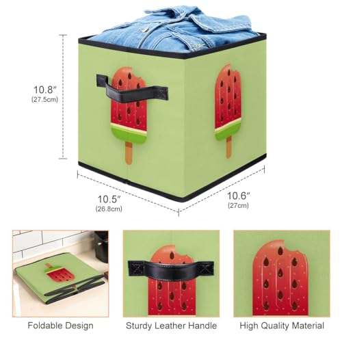 Boîte de rangement pliable cube pastèque vert d'été pour placard - 4