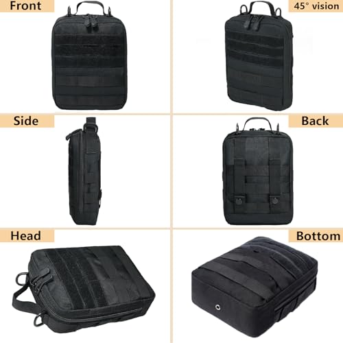 Tactical Molle Pouches Black Camo Tactical Admin Pouch Compact EDC Utility Gadget Gear Pouch Military Carry Accessory (Black)