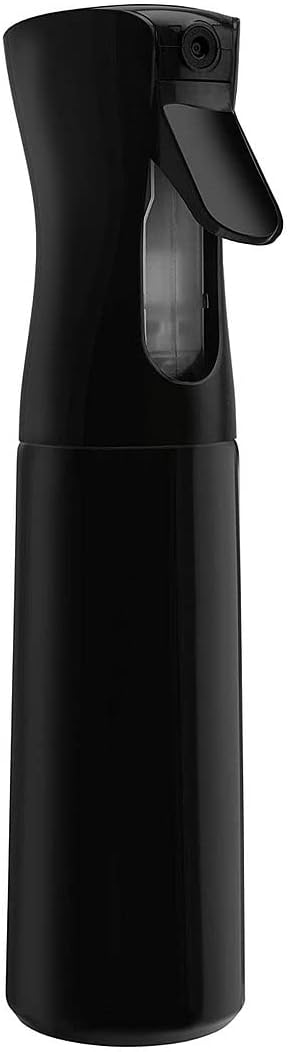 alpree Polyethylene Terephthalate (Pet) Ultra Fine - Durable - Empty Continuous Spray Bottle - Water Mister For Hairstyling, Plants, Cleaning, Cooking, Misting & Skin Care, 300 ML, Black