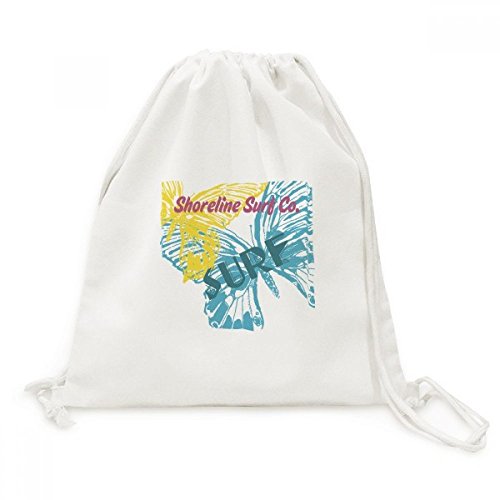 Sac cordon en toile de lin et motif estival de surf