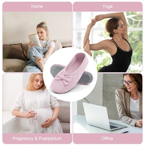 OFFCUP Damen Hausschuhe, Memory Foam Leicht Frottee Hausschuhe, Gemütlich Ballerinas Faltbare Ballerinas Hüttenschuhe Indoor Antirutsch Baumwolle Warme Slippers