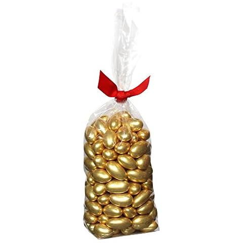 Gold Sugared Almond Dragees in a Ribbon Gift Bag, 500g By Rita Farhi, Sugar Coated Nuts, Wedding Party Bags, Wedding Tables, Dessert Compliments Cover