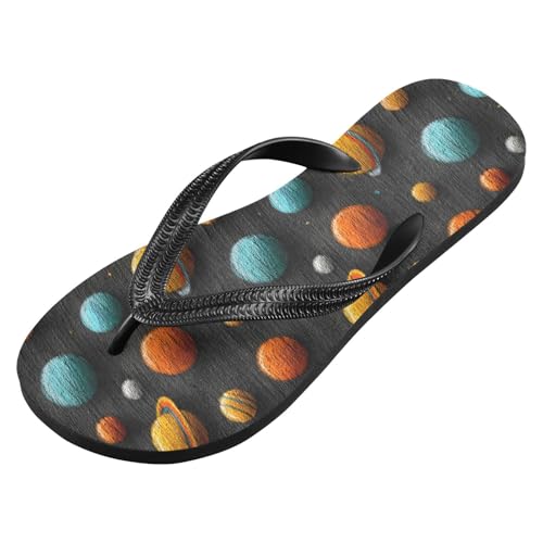 Flip Flop Sandals Cartoon Planets Print for Women Men Beach Outdoor XS2