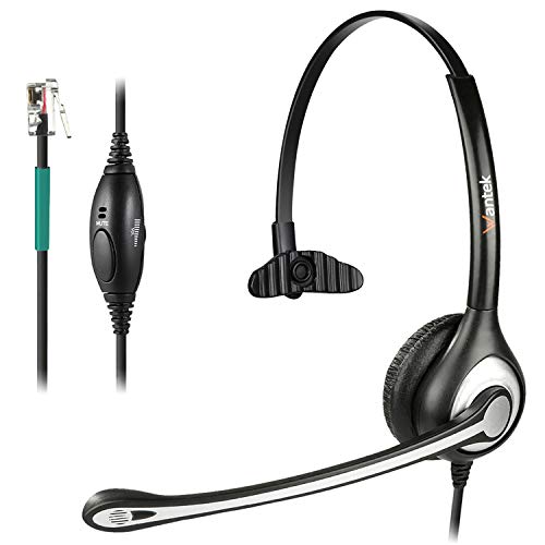 Wantek Corded Telephone Headset Mono w/Noise Canceling Mic for Avaya Aastra Allworx Adtran