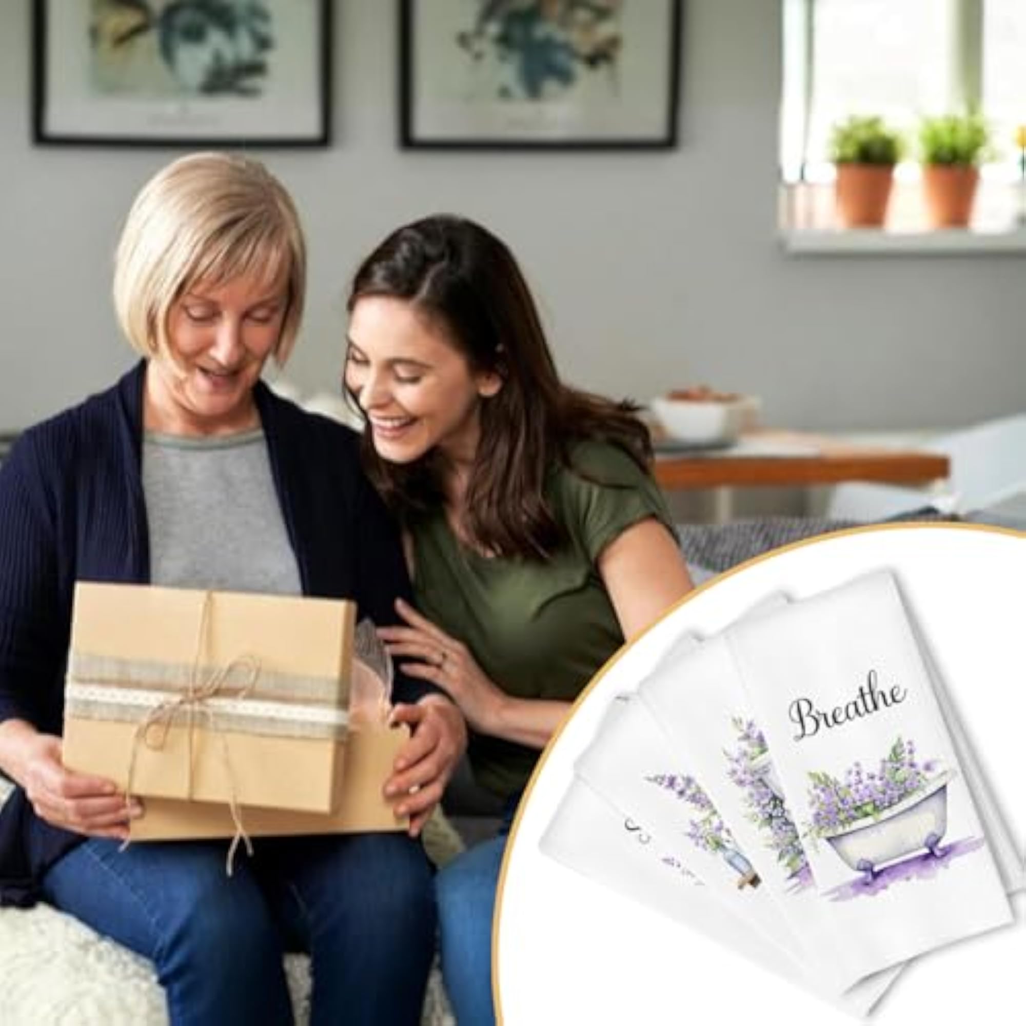 Farmhouse Purple Botanical Decorative Hand Towels Set