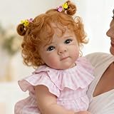 iCradle 48 cm Ganzkörper-Puppe aus Vinyl-Silikon, Reborn-Puppe, Mädchen, anatomisch korrektes handimplantiertes Haar, realistische Neugeborenen-Puppe mit Zubehör, für Kinder ab 3 Jahren