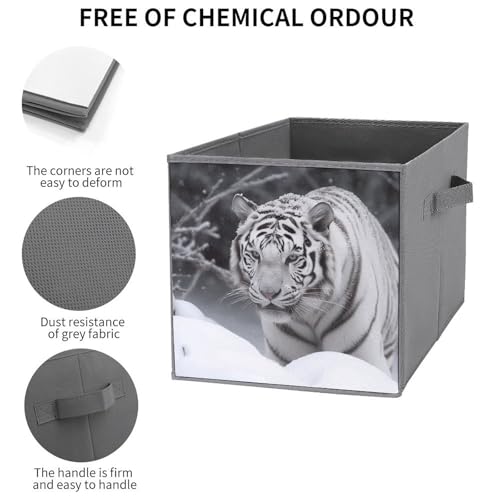 Boîtes de rangement avec poignées robustes et structure pliable en tissu - 4