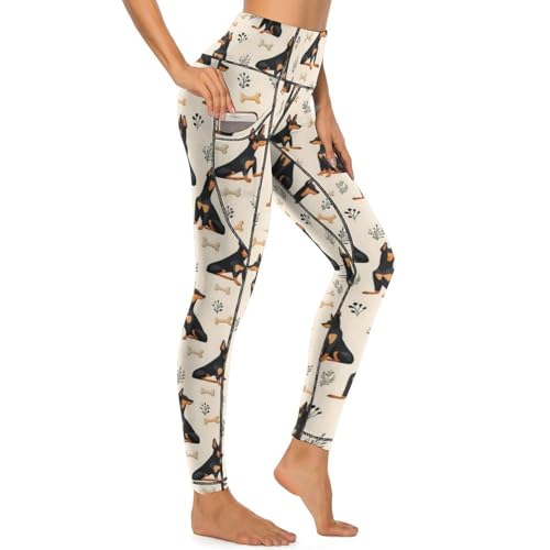 Legging Rottweiler taille haute anti glisse pour le sport féminin