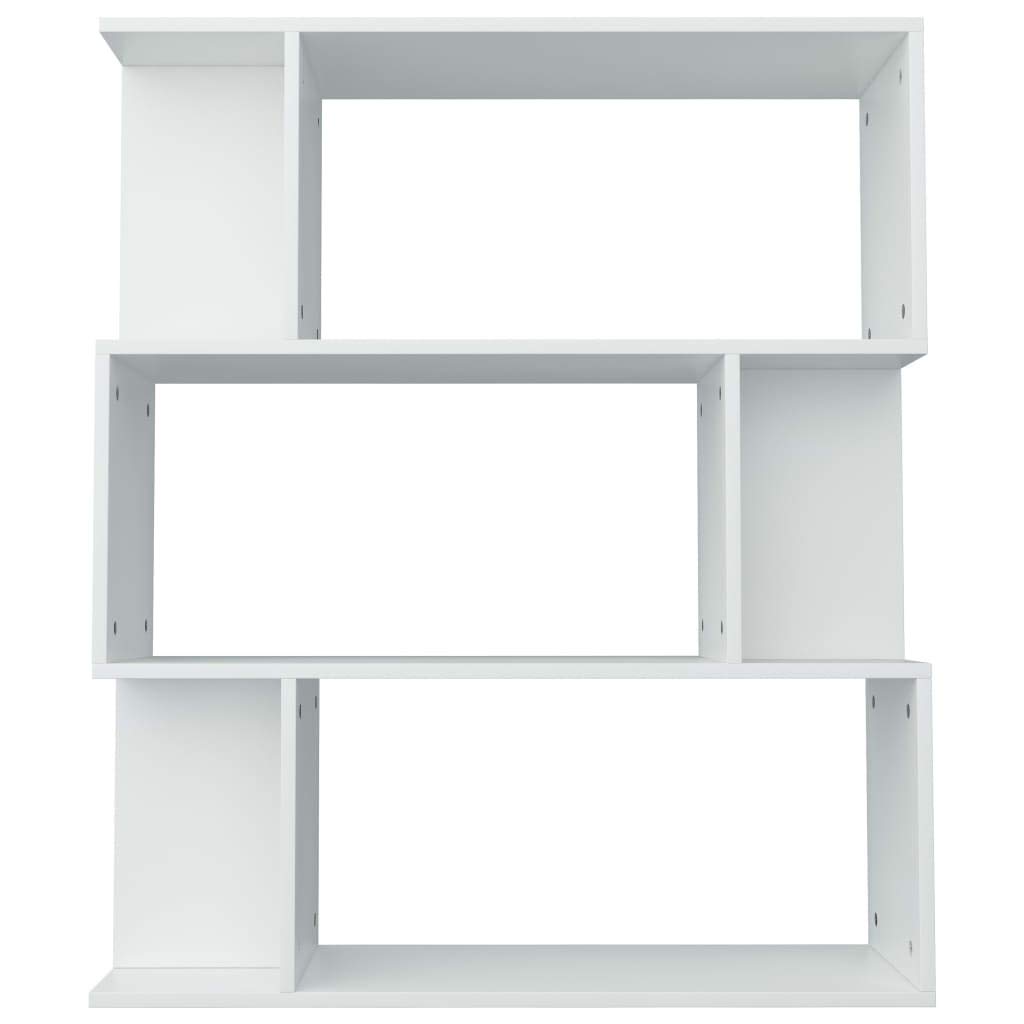 Générique Biblioteka 3 przegródki biały 80x24x96 cm Drewno Ingenierie | 6 małych przegródek, półka na książki DVD, oddzielna część, łatwa do czyszczenia, montaż w zestawie