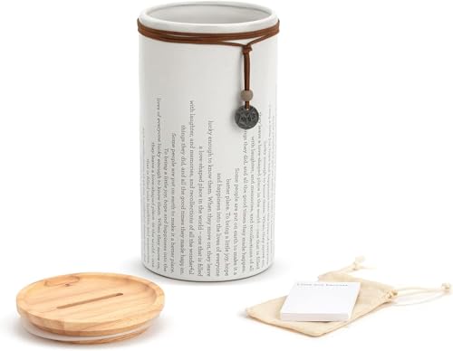 DEMDACO Remembrance Sentiment Classic White 8.5 x 4 Ceramic and Wood Inspirational Jar with Cards