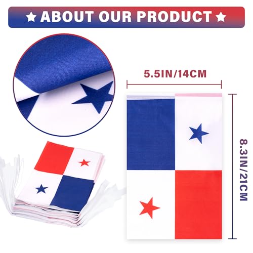 Image of Panama String Flag Pennant Banner, Small Mini Panamanian Flags Bunting Banner, National Country Decoration for School, Party, Sports Events, Patriotic Festival, 33 Feet 30 Flags