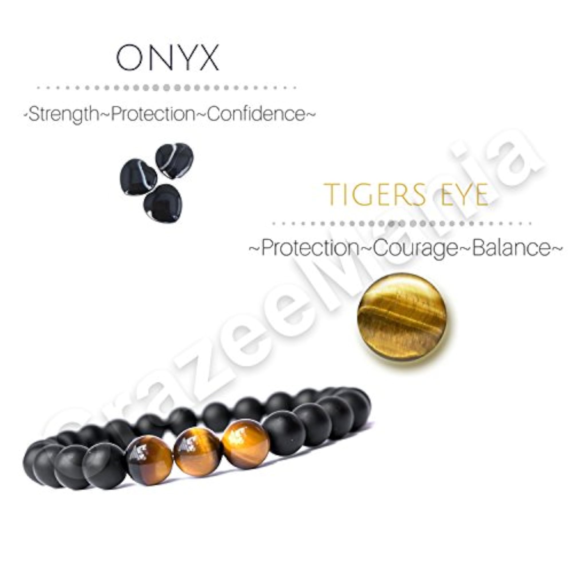 Gift Onyx & Tiger Eye Stone Bracelet for Men and Women