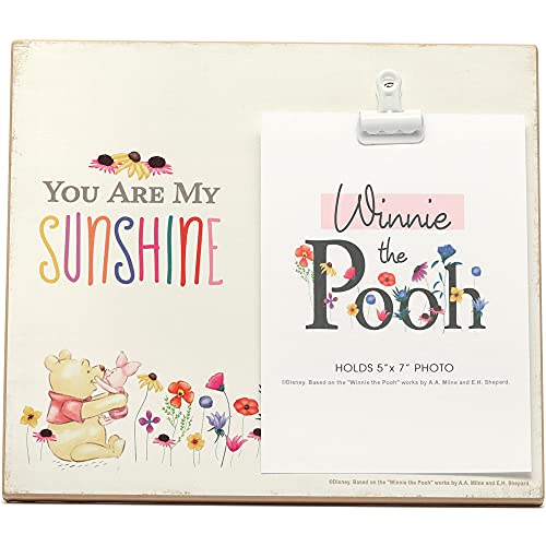Image of Open Road Brands Disney Winnie the Pooh You Are My Sunshine Wood Photo Clip Frame for 5x7 Picture - Cute Pooh Decoration