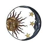 Wandbild Sonne Mond Sterne aus Metall 51 cm groß Gartendeko Metallbild Sonne Wanddeko aus Metall Wandhänger Reliefbild Dekowandbild