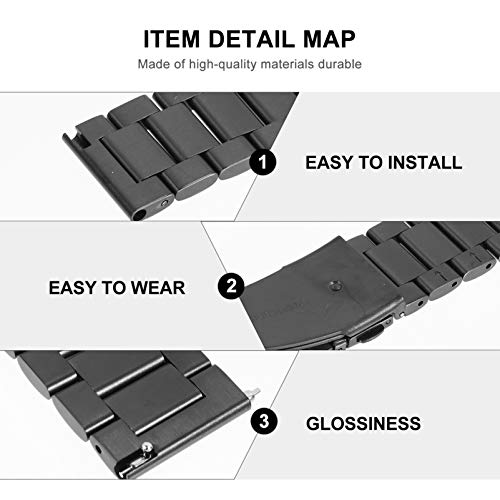 VILLCASE Preto Compatível para Galaxy Relógio 3 Faixa De Relógio de Metal Relógio Pulseira de Tiras