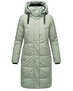 MARIKOO Damen Winter-Steppmantel Laryaa XVI mit Abnehmbarer Kapuze