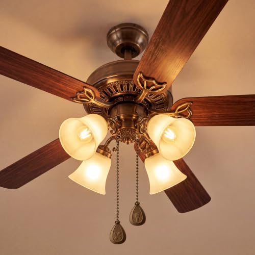 Image of Patelai 4 Pieces Ceiling Fan Pull Chain Extender Ornament 12 Inch Ceiling Pull Chain Extension Classic Drop Shaped Pendant Beaded Ball Cord for Fan Light lamp Decorative with Connector (Brown Bronze)