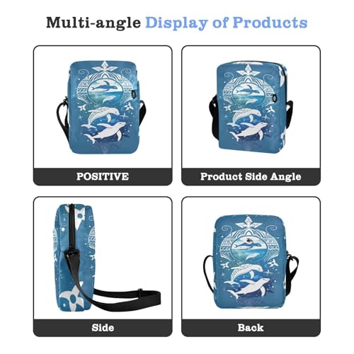 Boho Dolphin Blue small messenger bag for men mens crossbody bag small Purse For Teens Adjustable Strap for Travel outdoor sports4