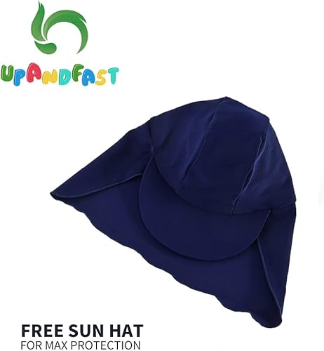 Miniatura 6 de upandfast Traje de baño para bebéniño pequeño, protección solar UPF 50+, traje de baño de una pieza con cremallera con sombrero para el sol, traje