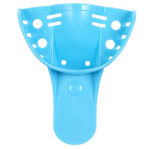 Image of JMU Dental Impression Trays, 9 Anterior Upper, Autoclavable, 12 Pcs | Perforated Disposable Impression Trays, Plastic, Blue