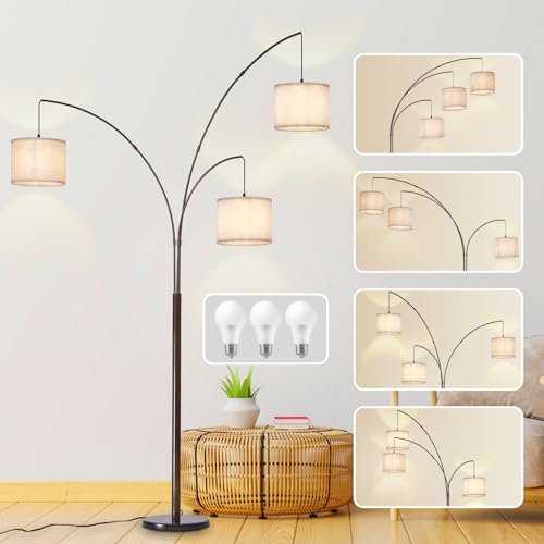DLLT Modern Floor Lamp for Room: 3-Light Brown Tree Dimmable