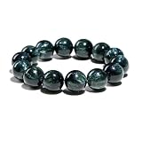 IUYIXWFP Pulsera de Cuentas Verdes Naturales – Púrpura Genuino con Ricos Tonos Verdes, Pulsera elástica de Cuentas Sueltas ensartadas a Mano, joyería curativa de Cristal,14~14.8mm