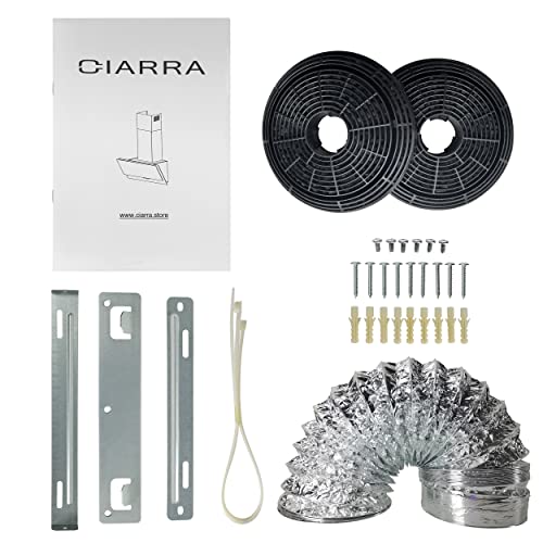 CIARRA-CBCB6736C-Campana-Extractora-60cm-de-Cocina-350mh-3-Velocidades-de-Potencia-Recirculacion-Interna-por-Filtro-de-Carbono-de-Bajo-Consumo-Cristal-y-Acero-inoxidable