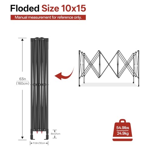 Image of ABCCANOPY Heavy Duty Easy Pop up Canopy Tent with Sidewalls 10x15, Black