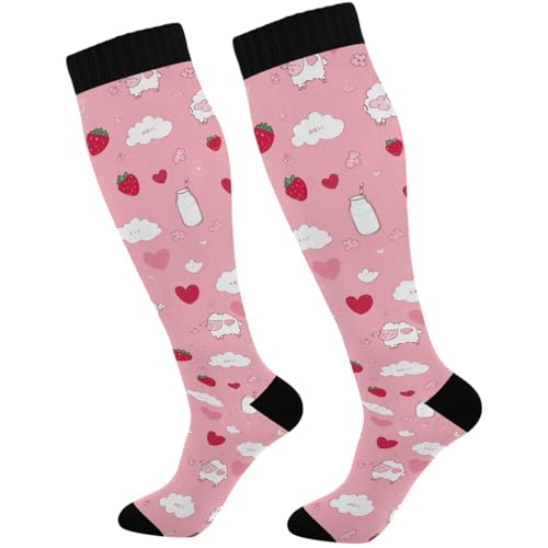 Image of Pigsaly Ceramic Mugs Coffee Cups Womens Knee High Socks Love Compression Socks Athletic Tube Sock Outdoor Sport Socks