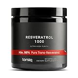 Ultra High Potency Resveratrol 1000mg - 98% Pure Trans-Resveratrol - Highly Purified and Bioavailable - Third-Party Tested Trans Resveratrol 1000mg - Resveratrol Polygonum Root Extract - 60 Capsules