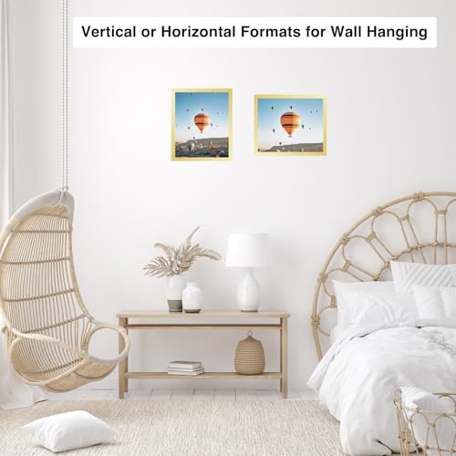Image of JCJMY 7x8 Picture Frame Gold for Wall Hanging or Tabletop, Wall Mounting Horizontally or Vertically, 7 x 8 Wall Gallery Poster Photo Frame with Shatter Resistant Plexiglass, Gold