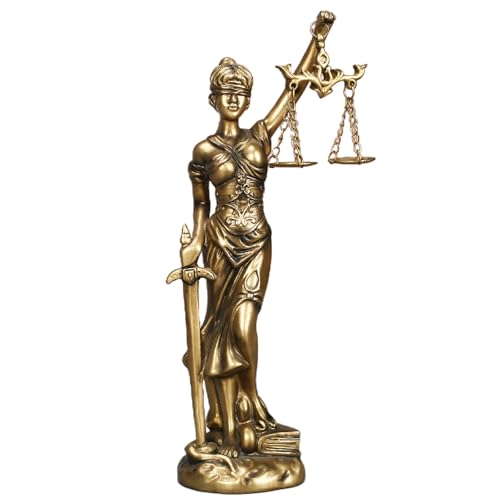 Estatua Lady Justice Diosa griega romana de justicia resina dorada miniatura 2
