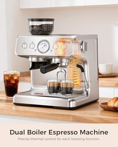 Image of Kndko Dual Boiler Espresso Machine-Simultaneous Coffee & Steam, 20 Bar Espresso Coffee Machines with Grinder, Professional Expresso Coffee Maker for Home, Coffee Shop, Small Cafe