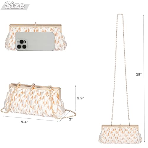 Image of Classic Satin Clutch Bag Diamante Embellished Formal Evening Handbag for Wedding Prom Party Purses