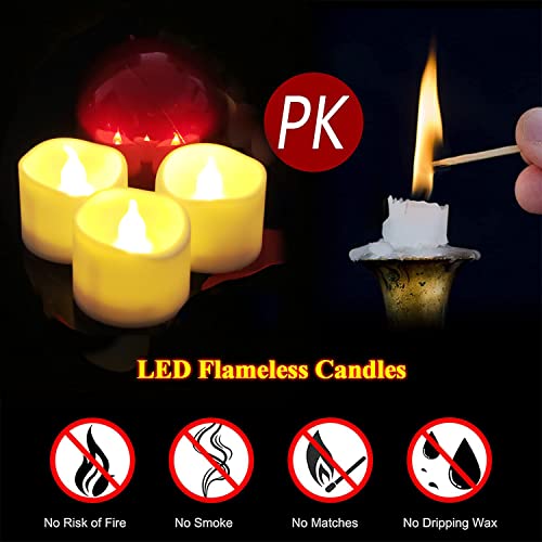 Image of Flickering Flameless Led Tealight Candles with Timer, 6 Hours On and 18 Hours Off in 24 Hours Cycle Automatically Battery Votive Candles for Home Decoration,12 Pack,Warm White