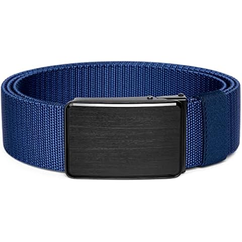 Founders & C Mens Work Belt 1.5",Tactical Stretch Nylon Web Belt with Heavy Duty Quick Release Buckle (Blue, 42"-46" Waist Adjustable) Cover