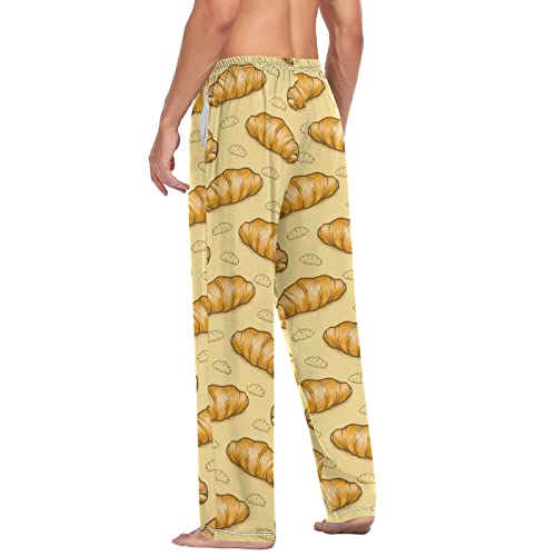 Ollabaky Pajama Pants for Men Croissant Bread Men's PJs Bottoms Sleep Lounge Pants with Pockets 5