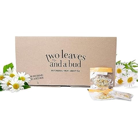 Two Leaves and a Bud Organic Chamomile Tea Bags, Naturally Caffeine Free, Whole Leaf Herbal Chamomile Tea in Compostable Sachets, 100 Count (Pack of 1) Cover