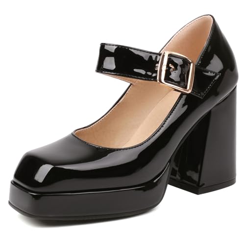 Concise Platform Block Heel Square Toe Women Shoes