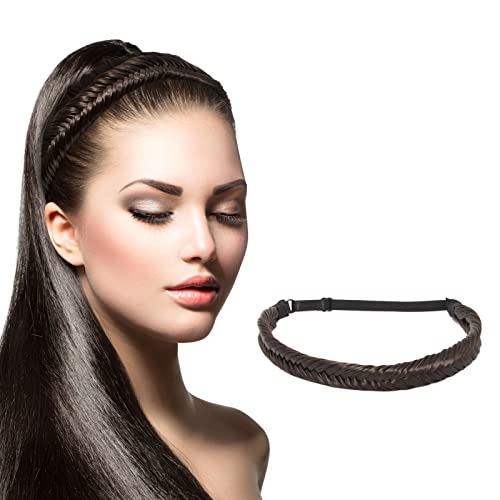 Braided Headbands for Women, Medium Brown Fishtail Braid (18 In)