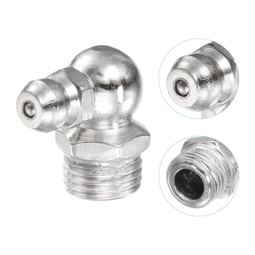 Image of uxcell Nickel-Plated Iron 90 Degree Grease Fitting M10 x 1mm Thread Hydraulic Grease Fitting Accessories, 40Pcs