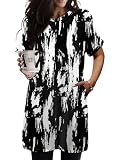 KISSMODA Women's Short Sleeve Crew Neck Tunic Tops Summer for Leggings Casual Long Tunics with Pockets Shirt S-3XL