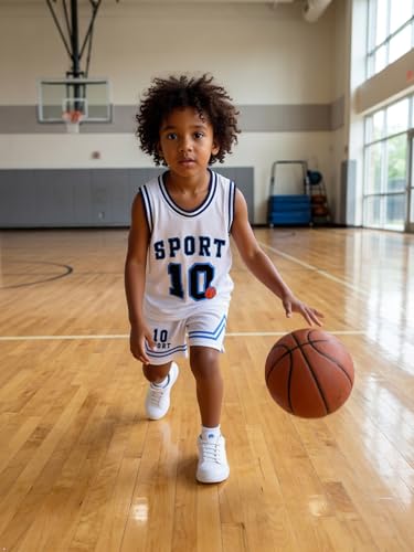 Image of Volunboy Kids Sports Shorts Sets Boys Jerseys Tracksuit 2 Piece Basketball Performance Tank Top and Mesh Shorts Set