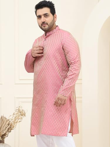 Image of SOJANYA Plus (Since 1958) Men's Cotton Linen Foil Printed Only Long Kurta