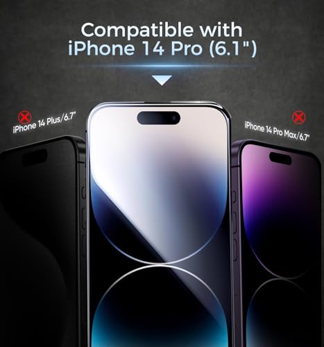 Image of MAGIC JOHN 2 Pack for iPhone 14 Pro Screen Protector, Shatterproof Tempered Film, Bubble Free & HD Clear, Easy Installation