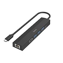 Hama – Hub USB Type C, 3 porte USB A 3.2 gen 1, 1 x USB Type C Power Delivery 100 W, HDMI Ultra HD 4K, LAN Gigabit Ethernet