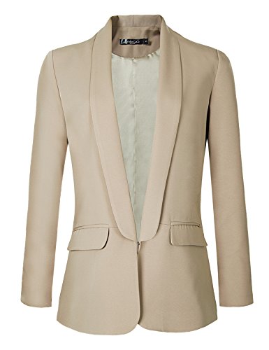 Urban GoCo Mujeres Blazers Chaqueta de Traje Slim Fit Elegante Oficina Negocios Outwear (S, Caqui)